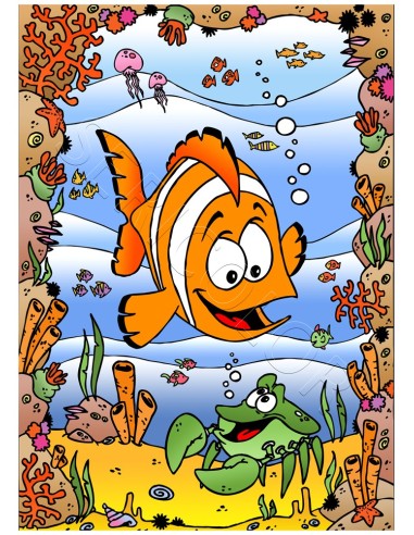 Le poisson clown. Tableau à colorier Sericolor® avec contours relief en velours